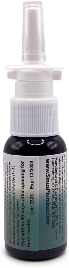 Sinus Plumber Antimicrobial Hypochlorous Acid Nasal Spray for Removing Bacteria, 1 Fl Oz